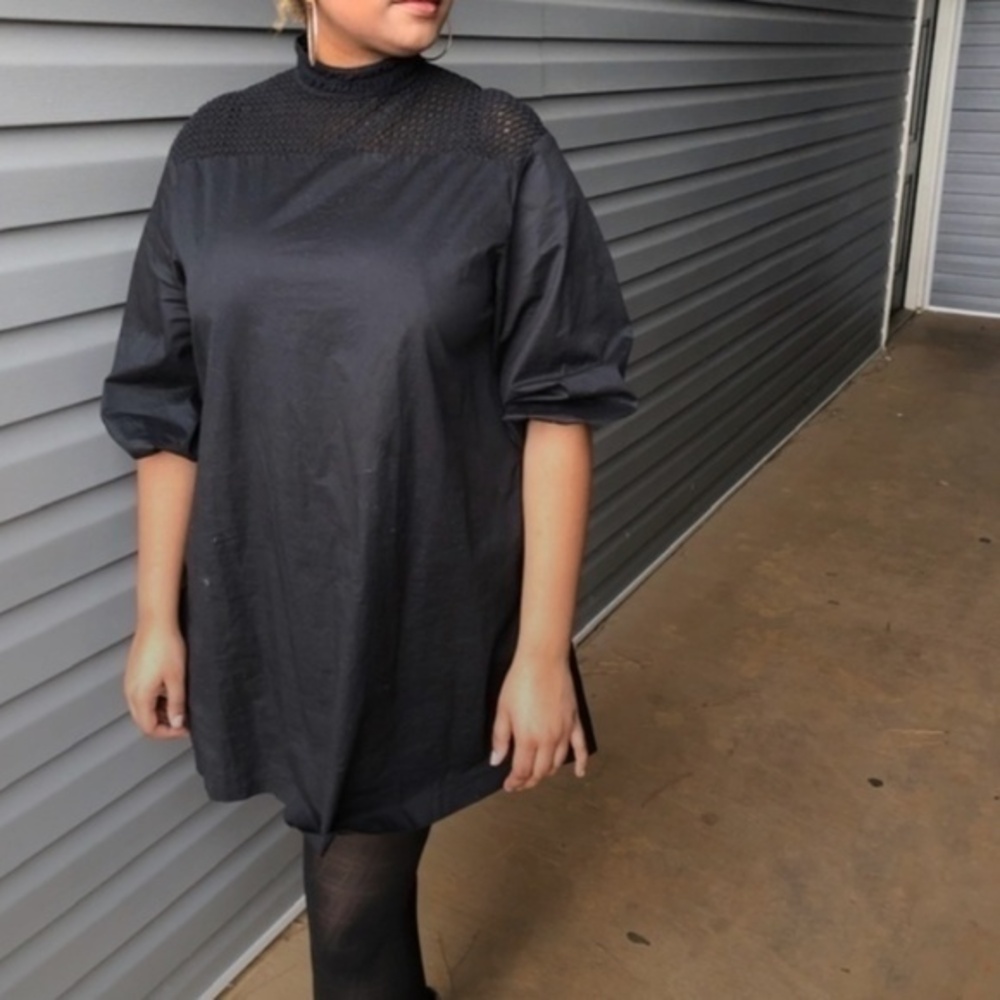 daya by Zendaya Black Mock Neck Crochet Dress Size Large